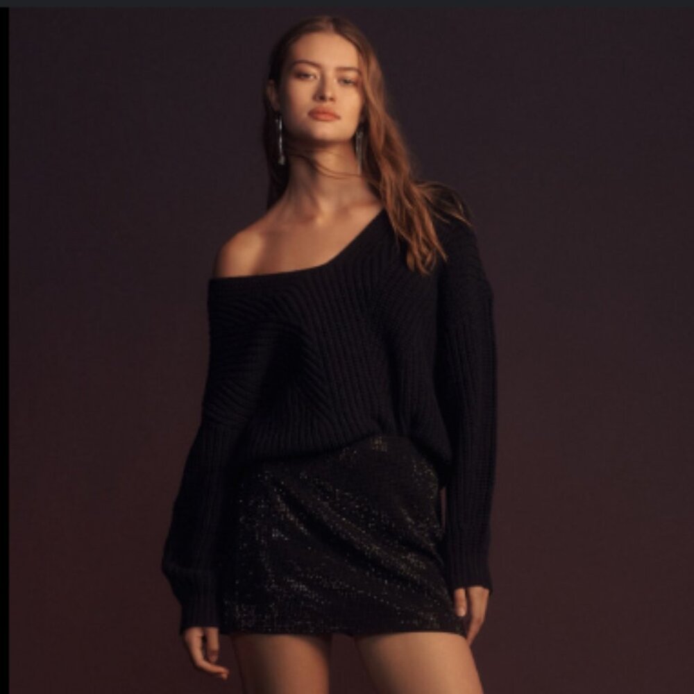 Brand New Maeve V-Neck Textured Sculptured Sweater